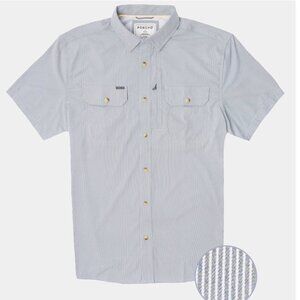 NWOT Poncho Original Bitterroot Vertical Stripe Large Grey and White